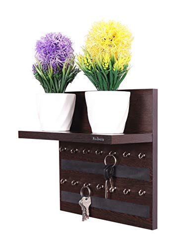 Image of Madhuran Rcbi Engineered Wood Wall Hanging Display Key Holders with Shelf (14 Hooks Wenge) Home, Office, Kitchen, Multipurpose Storage Organizer