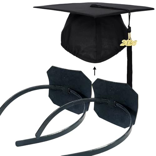 Zeyoy Graduation Cap Headband Insert - Adjustable & Anti-Fall Hair Band for Securing Grad Cap, Firm Hat Accessories for Graduates, Students, Women, Girls (1, Black)