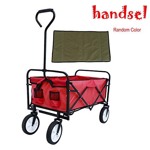 Carretilla Plegable Portátil de Jardín Resistente, con Ruedas de Goma de 8", Porta Vasos, para Compras y Picnics en Parque, Playa y Camping, Carretilla Utilitaria Plegable al Aire Libre (Rojo) miniatura 3