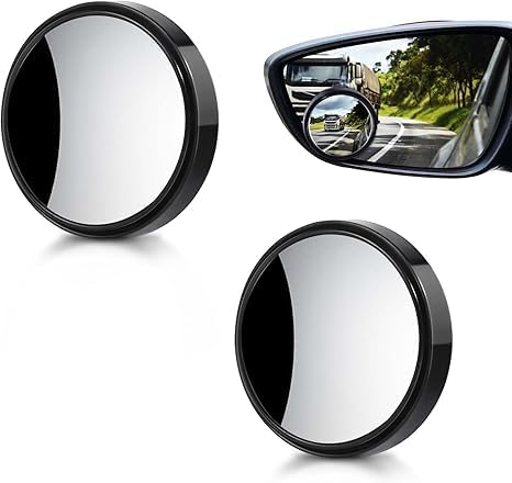 Image of HD Glass Blind Spot Mirror Round 360 Side view Blindspot with Frame, Self-Adhesive for unniversal car Fit with Adjustable Angle, Easy Installation (Black, PACK OF 2)