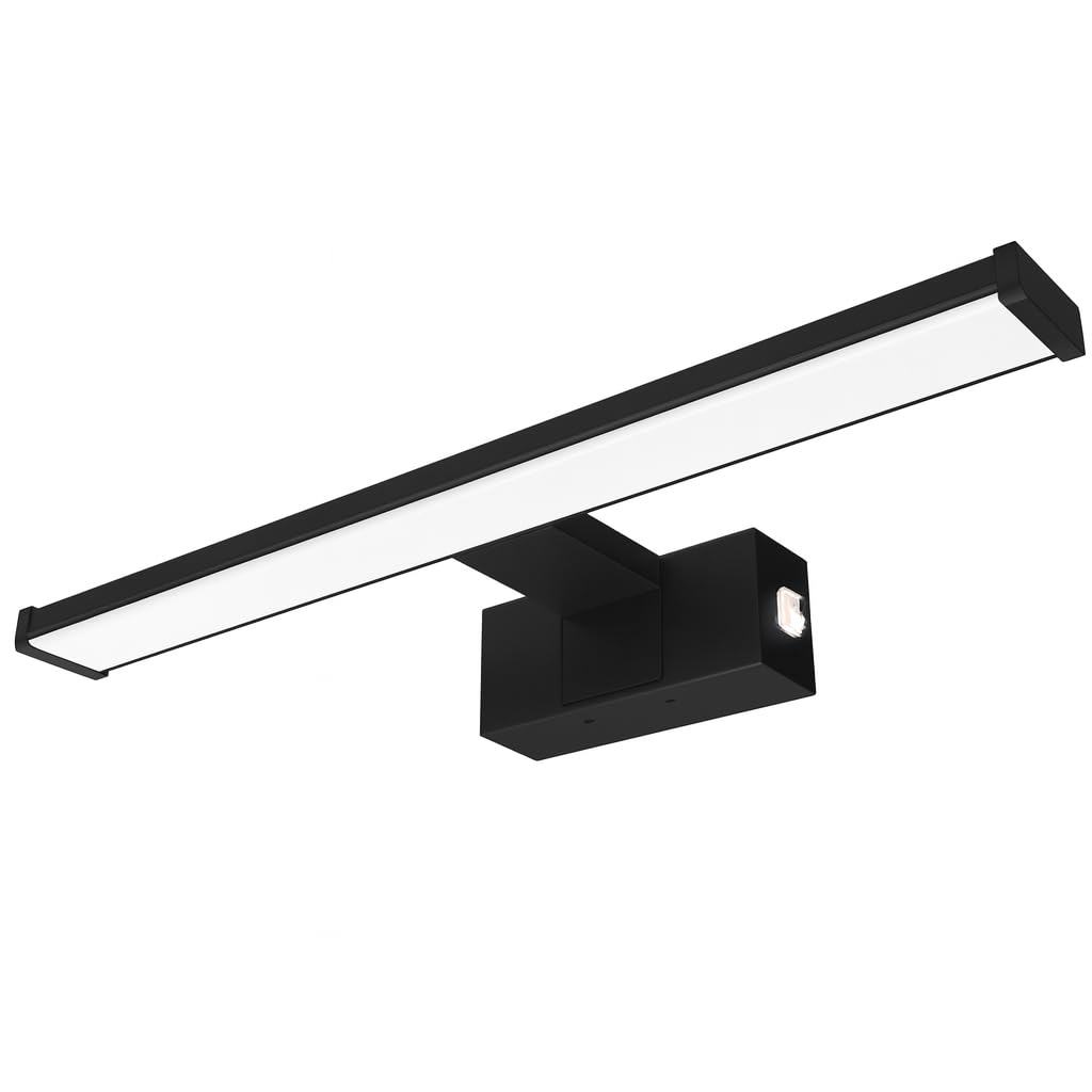 kalb | Spiegelleuchte Wandlampe, schwarz, 500mm, zur Wandmontage, wahlweise warmweiß oder neutralweiß, integrierter Netzschalter (warmweiß)