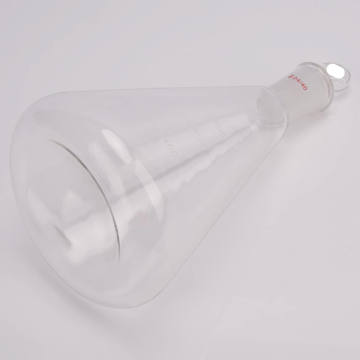 Matraz de Erlenmeyer de vidrio borosilicato de 1000 ml con tapón de vidrio, unión cónica 24/40, pared gruesa(1000 ml)