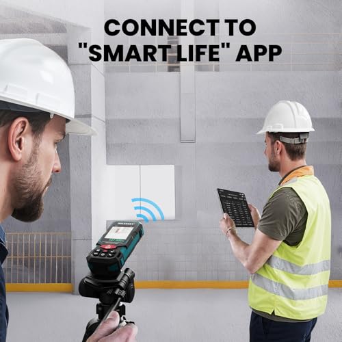 MILESEEY 330Ft Outdoor Laser Measure with Camera Viewfinder, Includes Adjustable Aluminum Tripod with Portable Handle and Protection Case for Protection and Organization