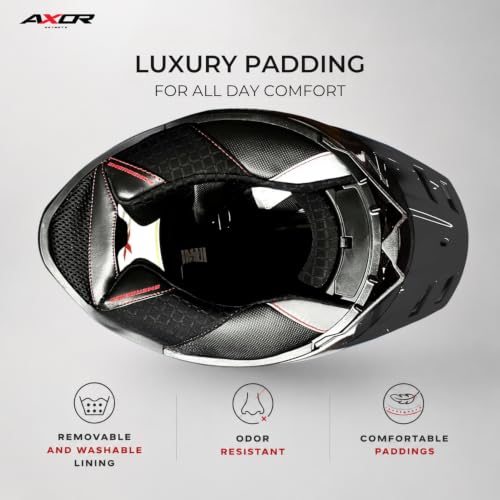 Image of Axor Brutale Corsa Helmet - Dual Spoiler | ECE 22.06, ISI & DOT Certified | Race-Ready Fit with D-Ring & UV-Protected Visor-White Red, Size:M