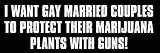I Want Gay Couples to Protect Their Marijuana Plants w Guns Bumper Sticker (Libertarian Freedom)