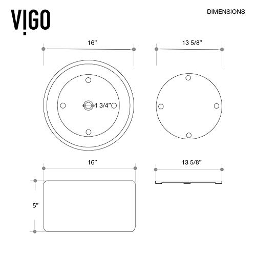 Vigo Anvil 16 Inch Diameter Over The Counter Freestanding Matte Stone Round Vessel Bathroom Sink In Matte White - Sink For Bathroom Vg04016 #TOP5