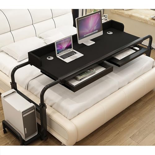 Table de lit mobile multifonctionnelle avec plateau pivotant à roulettes
