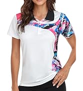 JACKETOWN Womens Polo Shirts Printed Polo Wicking Shirts Summer Tops Short Sleeve T-Shirt Athleti...