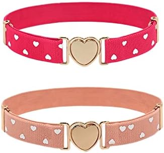 Olata Elastische Bloemen/Vlinder Riem voor Meisjes (1-6 Jaar). Lila Hartjes/Lila Vlinder