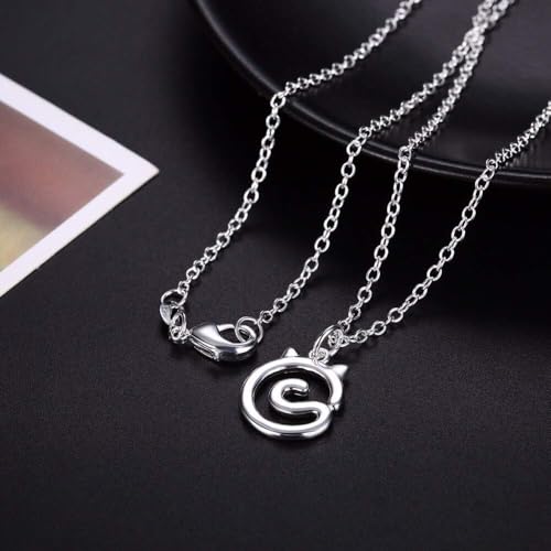 Collier d'oreille de chat argent 925 chaîne Kitty femmes fille - 4