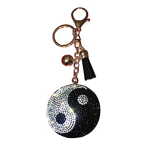 Popfizzy Bling Yin Yang Keychain Accessories for Women, Rhinestone Bag Charms, Yin Yang Gifts for Women and Girls