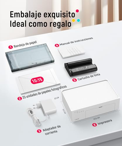 Miniatura 9 de Liene Impresora Fotos Móvil Con Batería Recargable Wifi Impresora Fotográfica Portátil Con 20 Papeles 10x15cm, Impresora Foto De Calidad Instantánea, Sublimación Térmica 300dpi Para Ios Android Pc