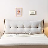 ZZYK Almohada Grande Para Cabecera, Cojín De Lectura Tatami, Almohadilla Lumbar Almohada Para Sofá, Correa Para La Cama Cojín Desmontable,Blanco,59'/150cm