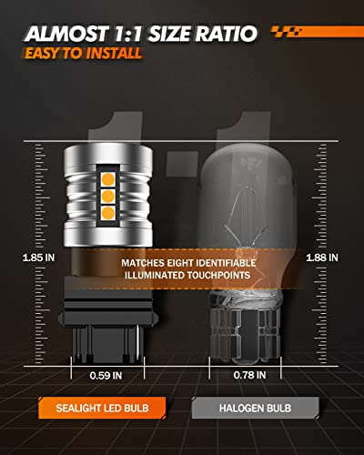 Sealight 3156 Turn Signal Bulb, 3156 Led Bulbs Amber 1000Lm Super Bright Reverse Lights, 3056 3156 Led Backup Lights,Tail Lights, Marker Bulb, Parking Blinker Light Bulbs #TOP2