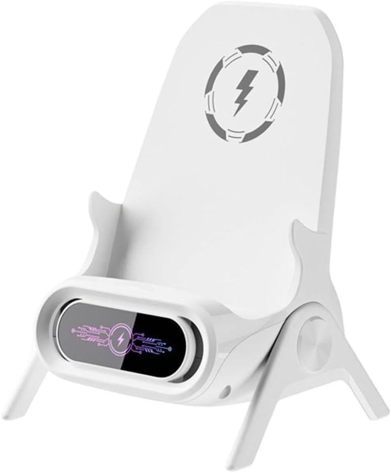 3 in 1 Mini Chair Wireless Fast Charger Multifunctional Phone Holder, Portable Wireless Charger, Fast Wireless Charger, Cell Phone Stand for Desk, Desktop Cellphone Stand for All Phones (White)