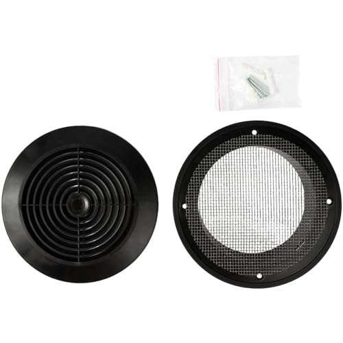 Vent Systems Odłączana okrągła kratka wentylacyjna z tworzywa sztucznego 100 mm, okrągła kratka wentylacyjna, nylonowa osłona, otwory wentylacyjne HVAC, do łazienki, domowego biura, kuchni