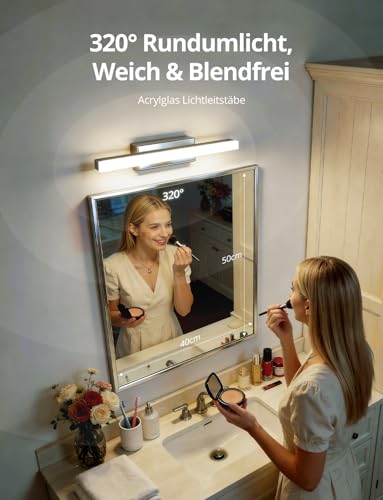 Yafido LED Spiegelleuchte Bad 40CM Spiegellampe Badezimmer Naturweiß über Spiegel, 9W Spiegellampen IP44 Spiegelschrank Beleuchtung Leuchte Spiegelbeleuchtung Wandspiegel Lampe Bathroom Mirror Light