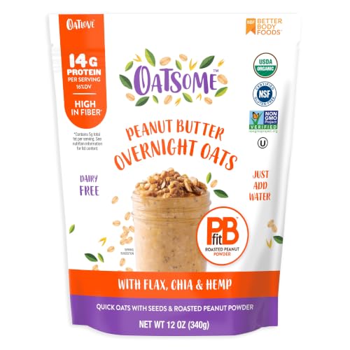 Oatsome PBfit Overnight Oats 12 Oz, Peanut Butter, 11g Protein, High Fiber