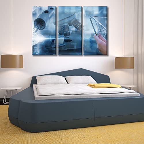 Image of TUMOVO Canvas Wall Art Future Smart Medical Technology Concept Poster Wall Art Canvas Print 3 Pieces Medical Artwork Paintings Wall Decor for Bedroom Framed Ready to Hang, 60 inch Wx40 H