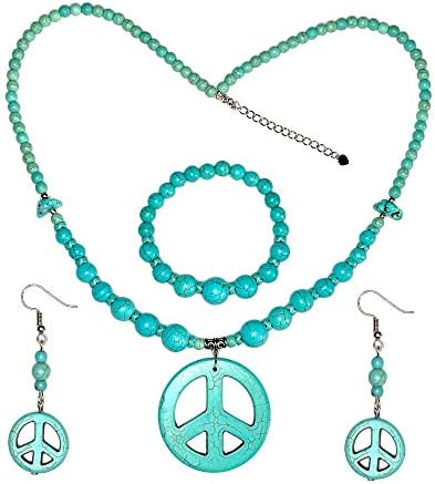 Peace Sign Turquoise Necklace 