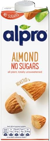 Alpro Almond No Sugars Plant-Based Long Life Drink, Vegan & Dairy Free, 1L (Pack of 8)