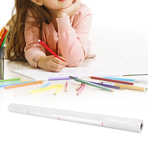 Rolo de papel Kraft, rolo de papel de arte branco durável, 20 metros, seguro para giz de cera aquare