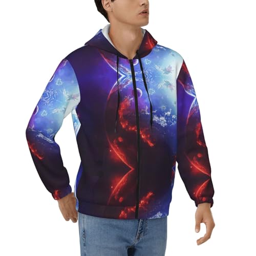 Sweat à capuche homme motif 3D planètes pour contrer le froid de l'automne en extérieur