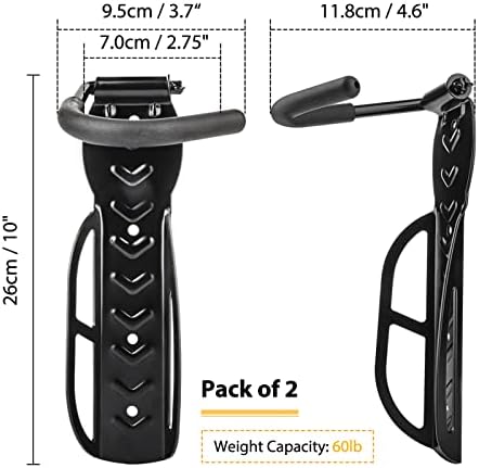 Trintion Bike Rack Wall Mounted Bicycle Hanger Garage Storage Holder Stands Cycling Vertical Hook Bracket Space Saving for Road Bike, MTB, Electric Bike, 2 Pack