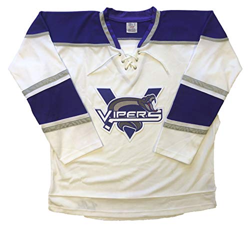 Vipers (White and Black) Hockey Jerseys - We are Ready to Customize with Your Name and Number (White, Adult Large)
