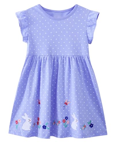 Toddler Girls Cotton Summer Embroidery Applique Short Sleeve Dres...