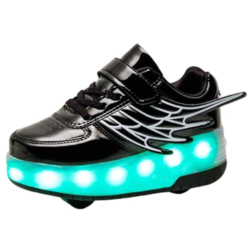 Kraftpaid Zapatillas Deportivas con Ruedas para niños,Zapatillas con Ruedas,Zapatillas de Skateboard con Dos Ruedas,Multiusos,Comodidad,para Regalos de cumpleaños y Navidad