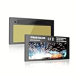 Schweißlinse mit goldfarbenem Farbton, 10 automatische Verdunkelung, 5 x 10 cm, blaue Schweißlinse, echte Farbtechnologie, Solarladung, passend für die meisten Pfannkuchen- und Pipeliner-Schweißhauben