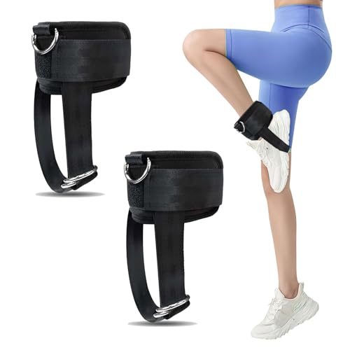 Zyiphor 1 Par Tobilleras Poleas Gym Correas de Tobillo Fitness Tobillera para Cable Máquina Tobillera para Polea con Doble Anilla en D Correa para Mujeres y Hombres