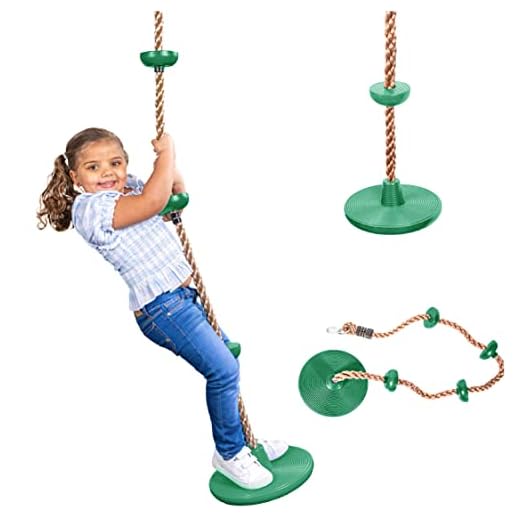 Squirrel Products Climbing Rope with Disc Swing - Green