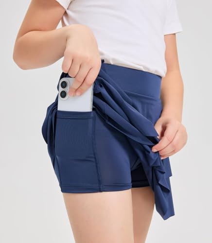 Girls Athletic Skort Soft Breathable Skirt with Built-in Shorts & Pocket, Sports Outfit for Running School4