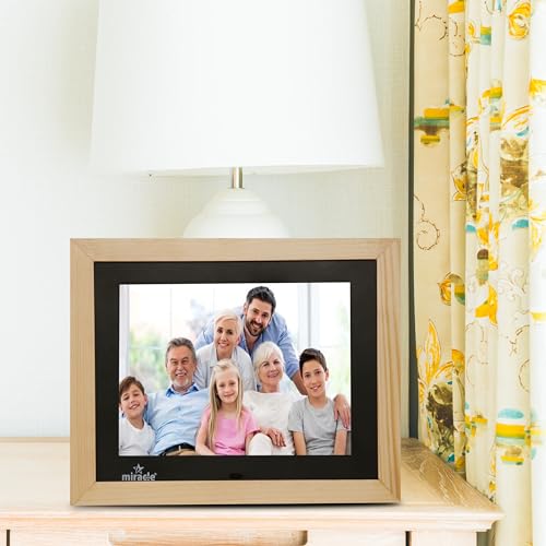 Image of Miracle Digital 8'' IPS HD Wooden Digital Photo Frame | 8GB Memory, 2GB RAM, 32GB Expandable | USB & SD Support | 180 Wide View, Stereo Sound | Slideshow for Photos, Videos & Music - Wooden Light