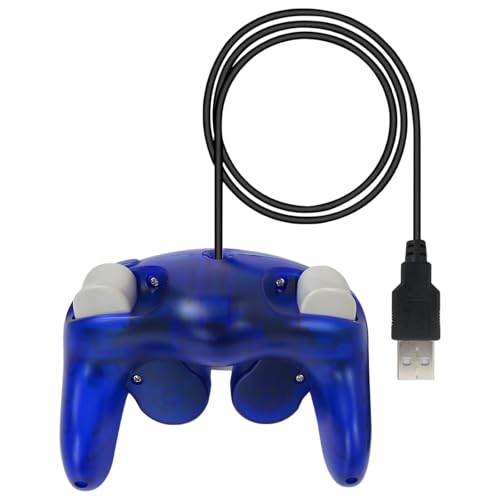 Bedaily USB Wired Controller Gamepad Replacement Fit for Gamecube Windows PC, Universal Gaming Controller Fit for MAC System (Clear Blue, 5.8-Foot)