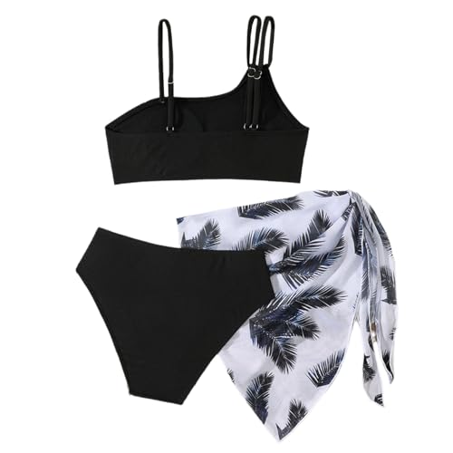 Moily Kids Girls 3 Pcs Bikini Sets Straps Swim Crop Top Brief with Wrap Skirts Bathing Suits2