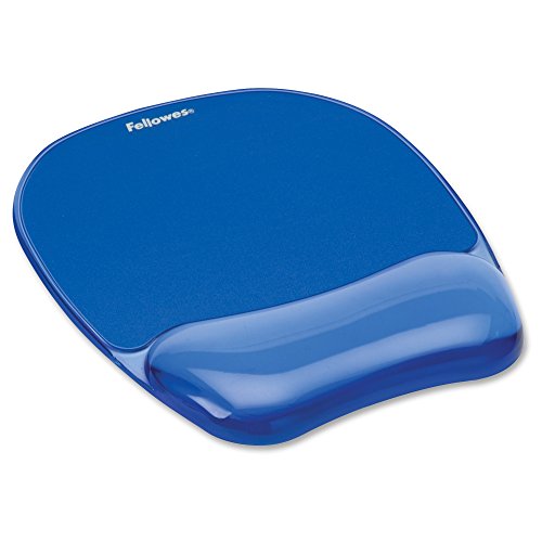 FELLOWES Lot de 4 Repose-poignets avec tapis de souris Crystal Gel Bleu