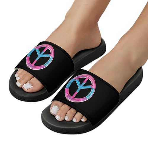 Peace Love Pride Transgender Flag Unisex Shower Shoes House Slippers Non-Slip Indoor Bathroom Shoes for Pool Beach 46 (287mm)3