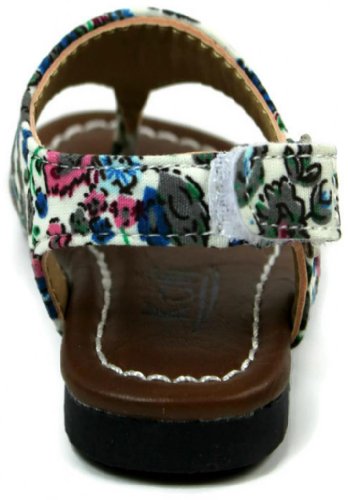 Kali Footwear Little Girl Edit-Baby Flower Print Open Toe Sandal 1 White4