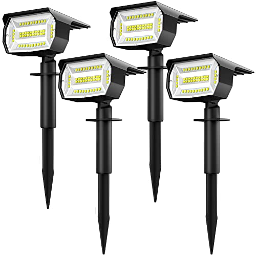 LOTMOS 48 LED Luces Solares para Exterior Jardin 2-in-1 Focos Solares Exterior Impermeable IP67 Lámparas Solares para Jardín, Patio, Calzada, Piscina y Camping - Blanco Frío (4 Piezas) Cover