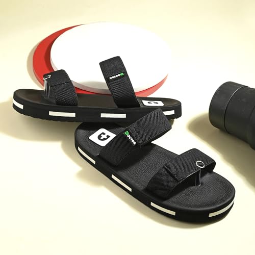 Image of DOCTOR HEALTH SUPER SOFT Men's Double Strap Casual Slides | Lightweight Cushioned EVA Slippers | Anti-Slip Comfortable Open Toe Sandals for Indoor Outdoor Everyday Wear