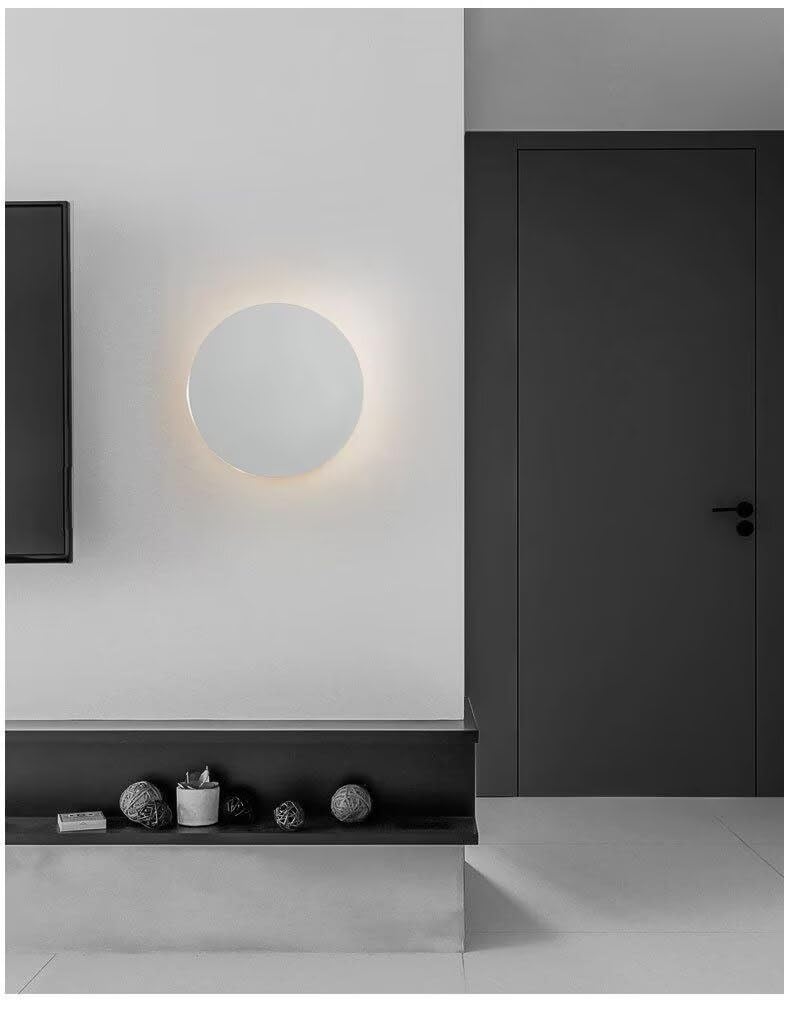 Wandlampe Rund mit Touch/Wandsteuerung Schalter, Innen Weiß Wandleuchte 30cm Dimmbar 3 Farbtemperaturen Modern Minimalistisch Wandleuchter für Schlafzimmer Wohnzimmer Flur Treppenhaus