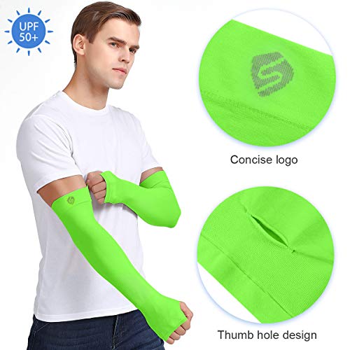 Arm Sleeves for Men & Women SHINYMOD UV Sun Protection Compression Warmer Cover (White+Black+Beige+Navy+Neon Green)