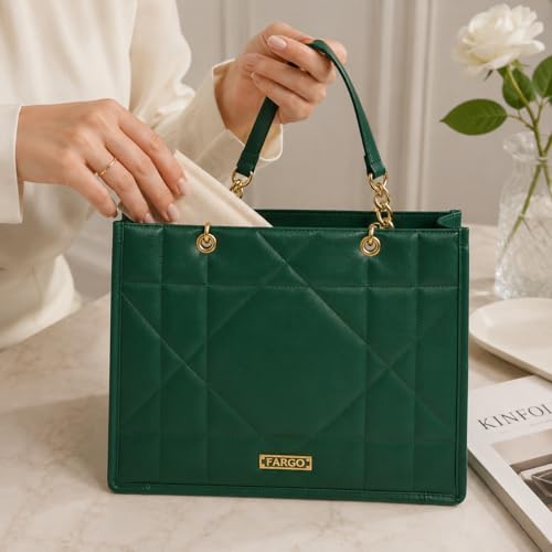 Image of Fargo Matrix Tote Bag for Women | Vegan Leather Handbag with 15-Inch Laptop Compartment, Smooth Zip | Stylish Office, College & Daily Use Tote | Made in India