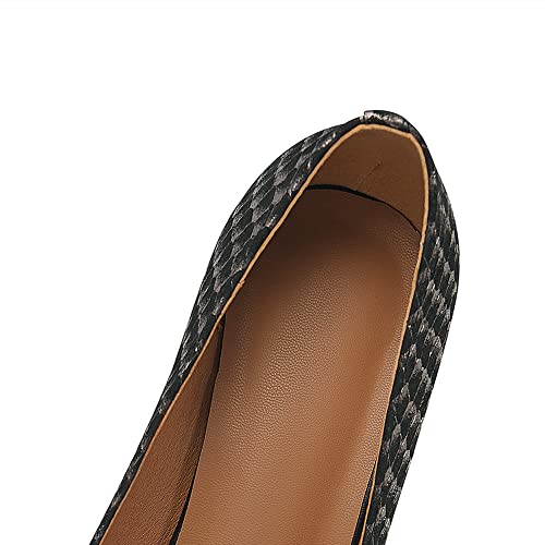 TinaCus Women's Pointed Toe Genuine Leather Handmade Mid Chunky Heels Graceful Pumps Shoes4