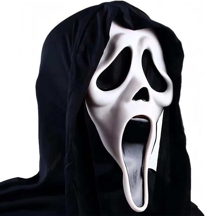 weiniuniuu Halloween mask Scream Mask Natural Latex Scary Mask Full Head Skull Mask Ghost Masque for Masquerade Horror Cosplay Costume Props for Party Decoration