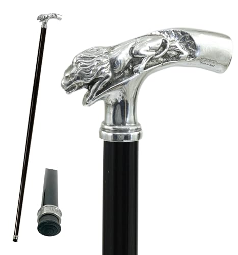 Walking Stick with Lion Handle for an Elegant, Formal Senior Man | Personalized Wooden Walking Cane for an Elderly Lady | Cavagnini, Made in Italy