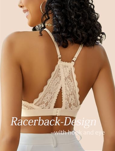 Image of Avidlove Bralettes for Women Lace Racerback Bras Wireless Unlined Bralette Comfy Bra Sexy Lingerie Tops